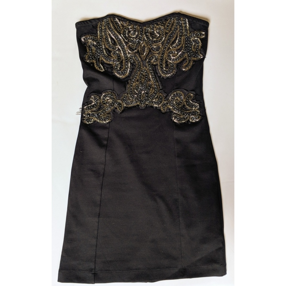 Free People Boho Embellished Black Mini Dress